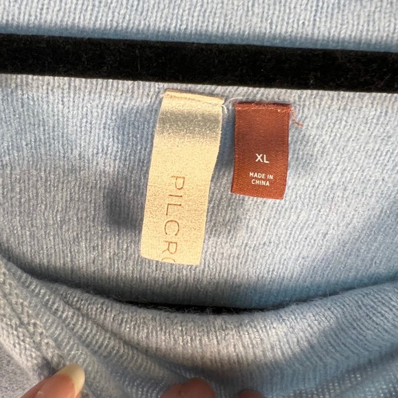 Pilcro Anthropologie 100% Cashmere Cropped Mock Neck Sweater Light Blue XL cozy - Picture 5 of 9